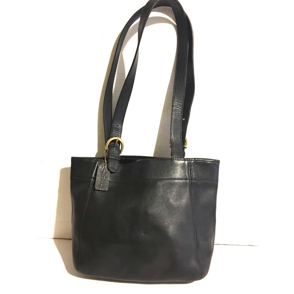 Coach vintage black leather shoulder handbag - Picture 2 of 11